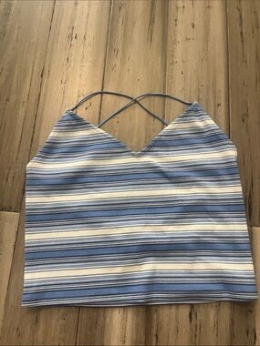AE Striped Blue & White V-Neck Cami Top